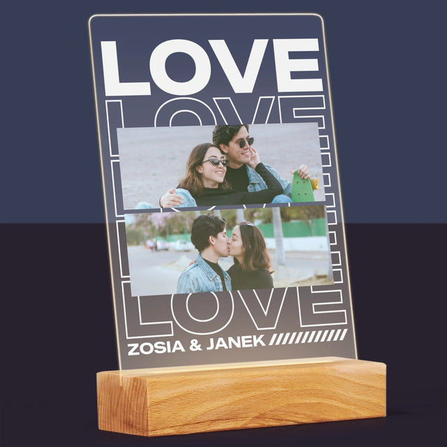 Fotokolaż: z Napisem Love - Wydruk Na Szkle Akrylowym