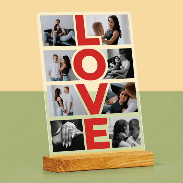 Fotokolaż: Słowo Love - Wydruk Na Szkle Akrylowym