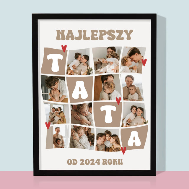 Fotokolaż: Najlepszy Tata Kafelki - Wydruk Obramowany