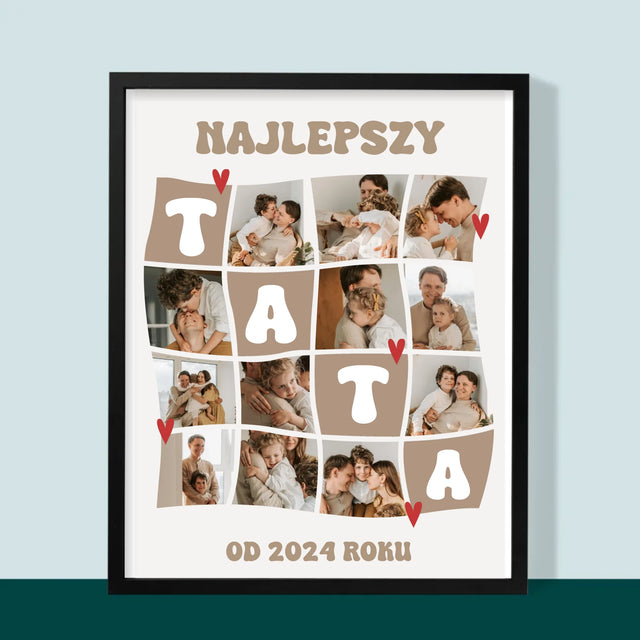 Fotokolaż: Najlepszy Tata Kafelki - Wydruk Obramowany