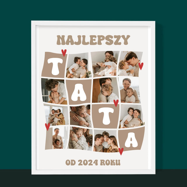 Fotokolaż: Najlepszy Tata Kafelki - Wydruk Obramowany