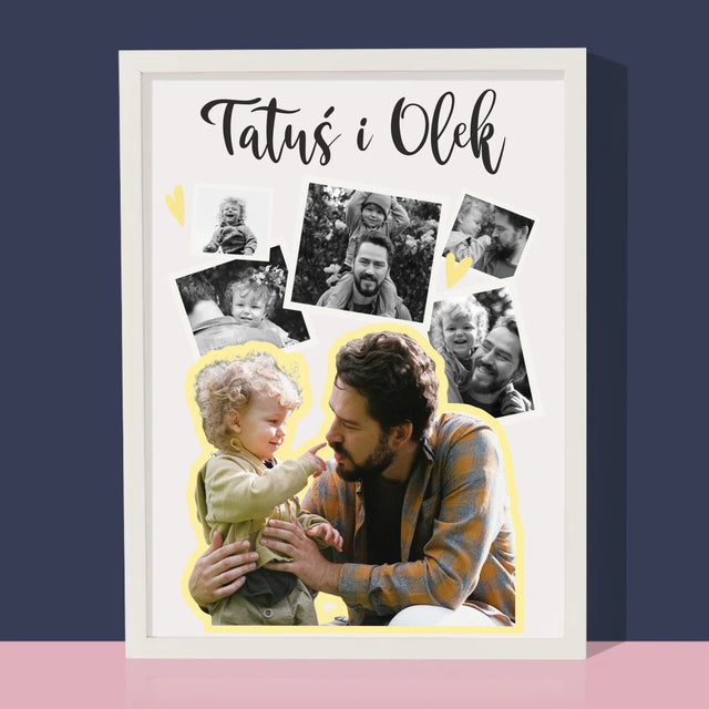 Fotokolaż: Tatuś z Dzieckiem - Wydruk Obramowany