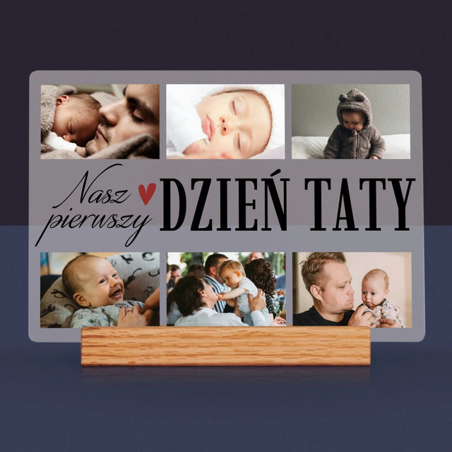 Fotokolaż: Nasz Pierwszy Dzień Taty Serce - Wydruk Na Szkle Akrylowym