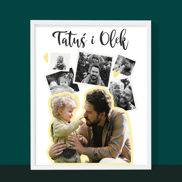 Fotokolaż: Tatuś z Dzieckiem - Wydruk Obramowany