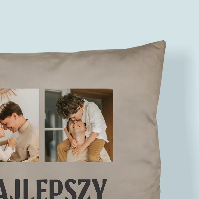 Fotokolaż: Najlepszy Tata Na Całym Świecie - Poduszka z Nadrukiem