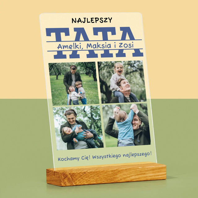 Fotokolaż: Najlepszy Tata Imiona - Wydruk Na Szkle Akrylowym