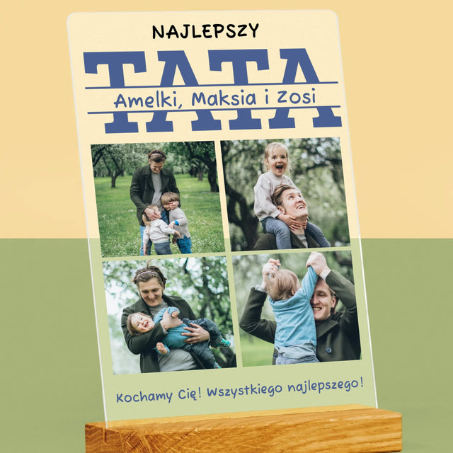 Fotokolaż: Najlepszy Tata Imiona - Wydruk Na Szkle Akrylowym