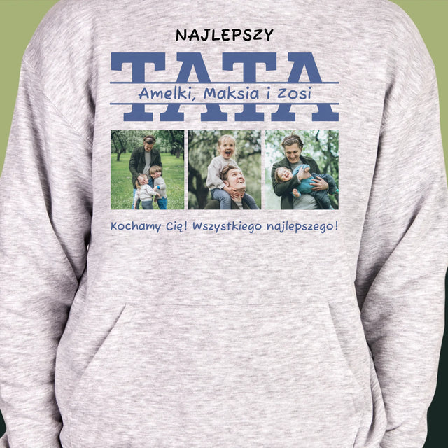 Fotokolaż: Najlepszy Tata Imiona - Bluza Męska z Kapturem