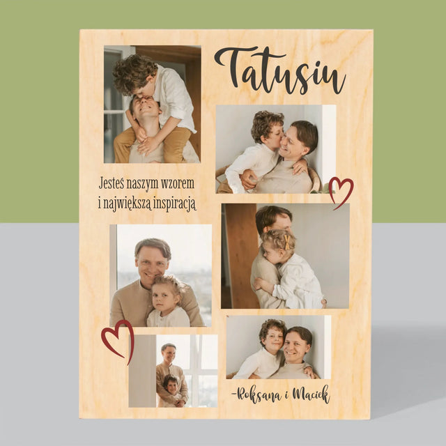 Fotokolaż: Tatusiu - Wydruk Na Drewnie