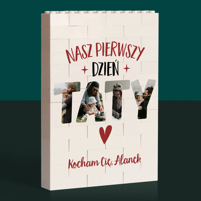 Słowo Ze Zdjęć: Pierwszy Dzień Taty Serce - Klocki LEGO z Nadrukiem