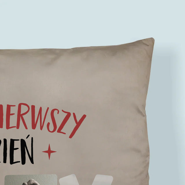Słowo Ze Zdjęć: Pierwszy Dzień Taty Serce - Poduszka z Nadrukiem