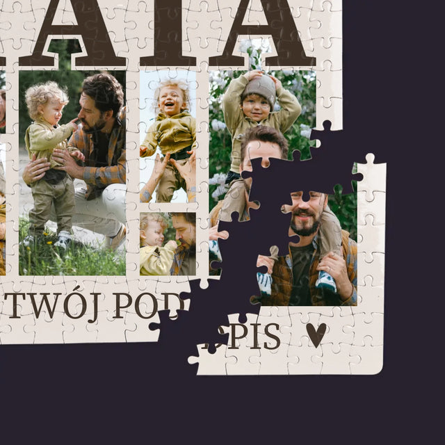 Fotokolaż: Tata z Podpisem - Personalizowane Puzzle
