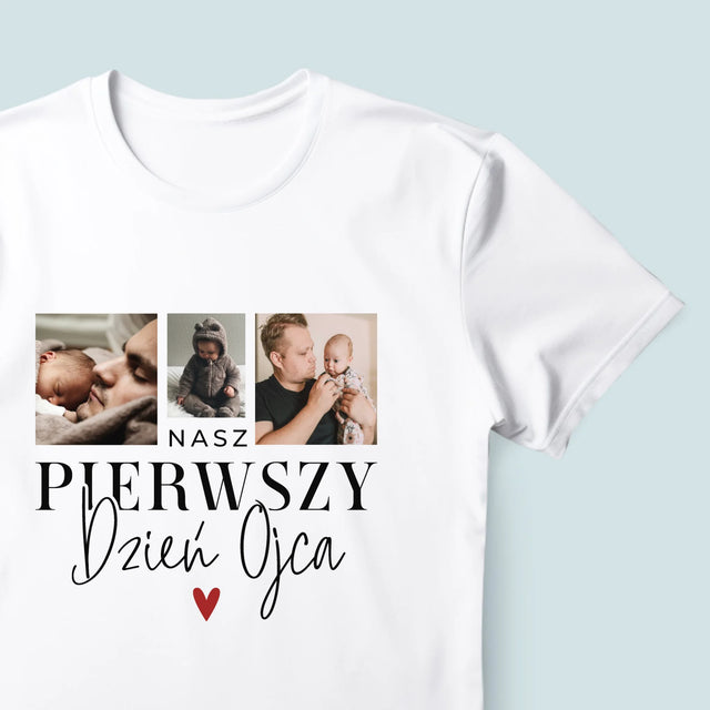 Fotokolaż: Na Pierwszy Dzień Ojca - Koszulka Męska z Nadrukiem