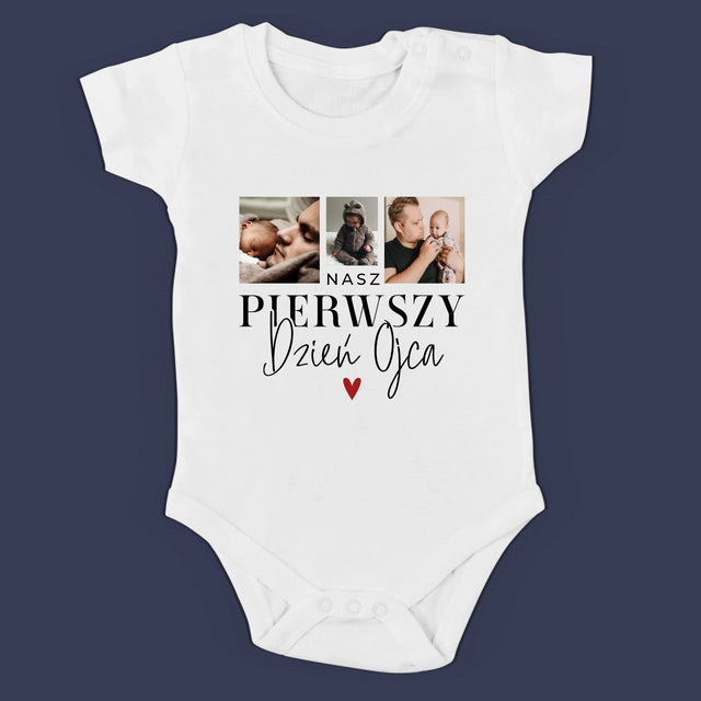 Fotokolaż: Na Pierwszy Dzień Ojca - Zestaw Koszulka Męska i Body Niemowlęce