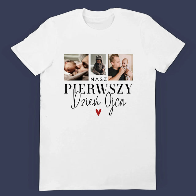 Fotokolaż: Na Pierwszy Dzień Ojca - Zestaw Koszulka Męska i Body Niemowlęce