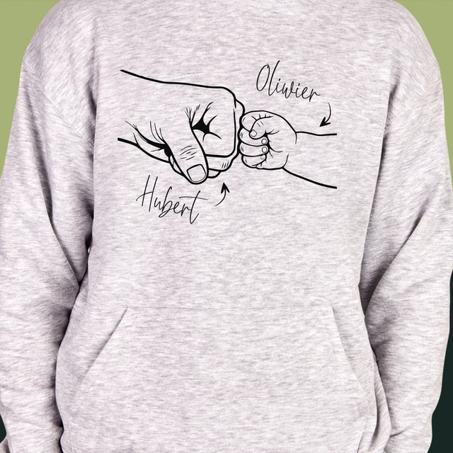 Imię i Podpis: Tata z Małym Dzieckiem - Bluza Męska z Kapturem