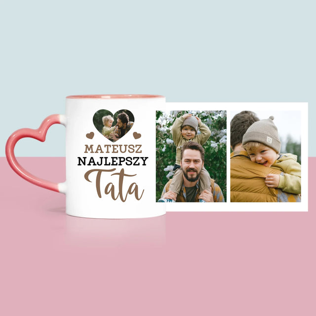 Fotokolaż: Najlepszy Tata Zdjęcie w Sercu - Kubek z Nadrukiem