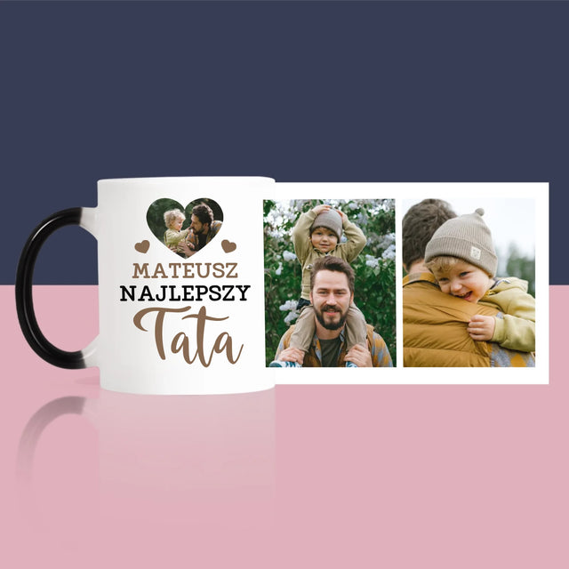 Fotokolaż: Najlepszy Tata Zdjęcie w Sercu - Kubek z Nadrukiem