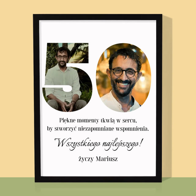 Słowo Ze Zdjęć: 50 Urodziny - Wydruk Obramowany