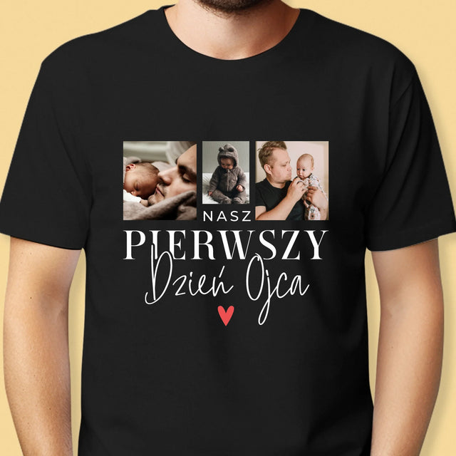 Fotokolaż: Na Pierwszy Dzień Ojca - Koszulka Męska z Nadrukiem