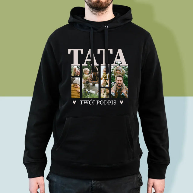 Fotokolaż: Tata z Podpisem - Bluza Męska z Kapturem