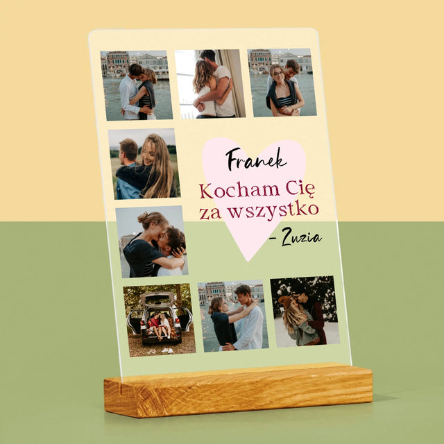 Fotokolaż: Kocham Cię Za Wszystko - Wydruk Na Szkle Akrylowym