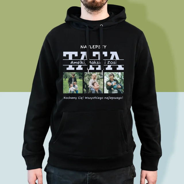 Fotokolaż: Najlepszy Tata Imiona - Bluza Męska z Kapturem