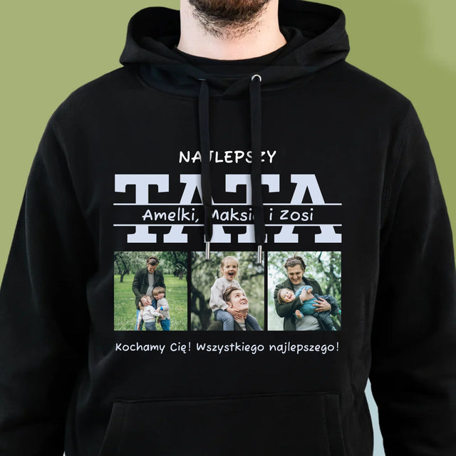 Fotokolaż: Najlepszy Tata Imiona - Bluza Męska z Kapturem