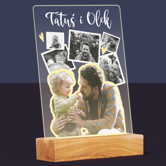 Fotokolaż: Tatuś z Dzieckiem - Wydruk Na Szkle Akrylowym