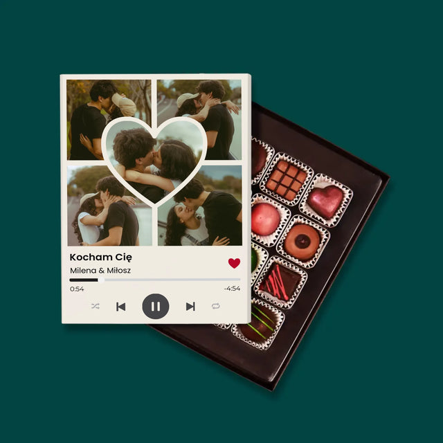 Fotokolaż: Spotify Zdjęcia Serce - Personalizowane Praliny