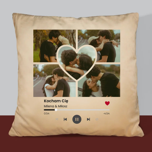 Fotokolaż: Spotify Zdjęcia Serce - Poduszka z Nadrukiem