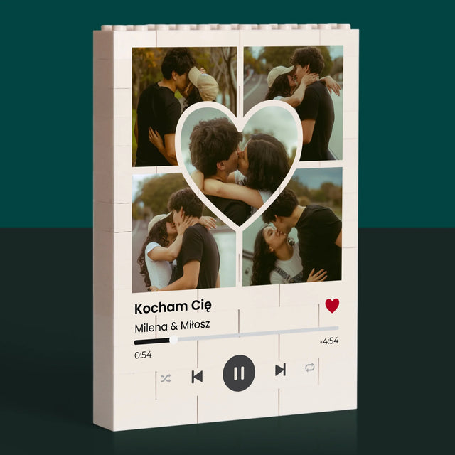 Fotokolaż: Spotify Zdjęcia Serce - Klocki LEGO z Nadrukiem