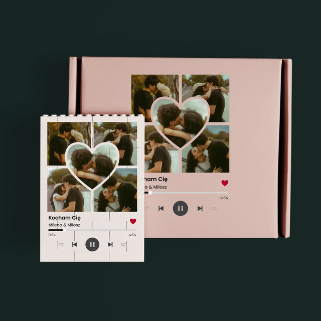 Fotokolaż: Spotify Zdjęcia Serce - Klocki LEGO z Nadrukiem
