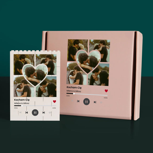 Fotokolaż: Spotify Zdjęcia Serce - Klocki LEGO z Nadrukiem