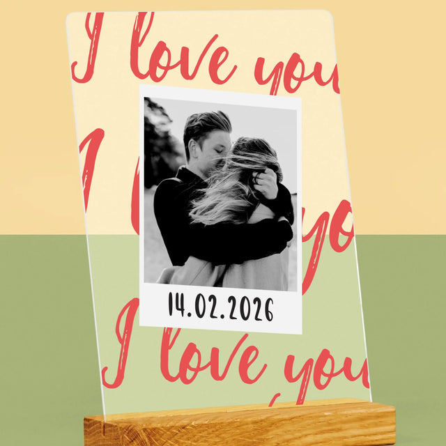Zdjęcie i Podpis: i Love You Polaroid - Wydruk Na Szkle Akrylowym