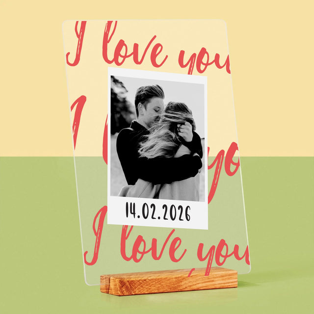 Zdjęcie i Podpis: i Love You Polaroid - Wydruk Na Szkle Akrylowym