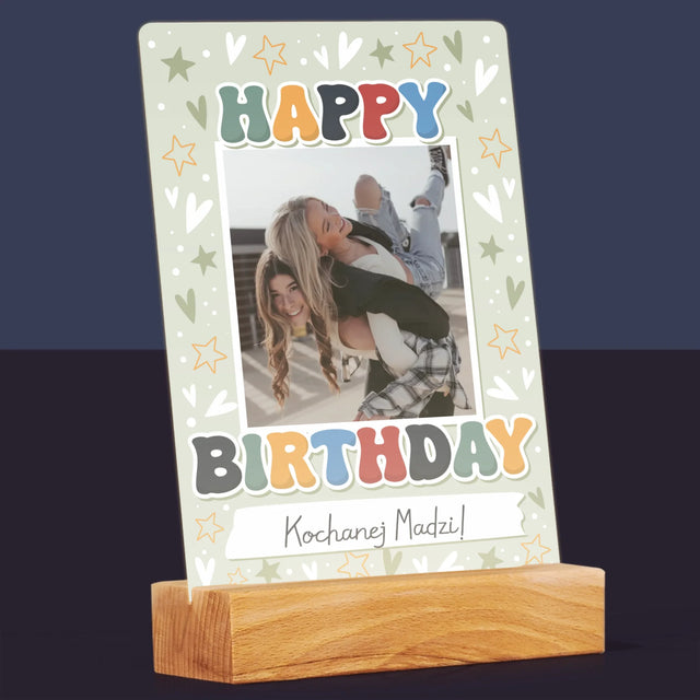 Zdjęcie i Podpis: Happy Birthday - Wydruk Na Szkle Akrylowym