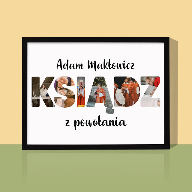 Słowo Ze Zdjęć: Ksiądz z Powołania - Wydruk Obramowany 30x40