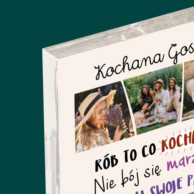 Fotokolaż: Urodziny Życzenia - Blok Akrylowy z Nadrukiem
