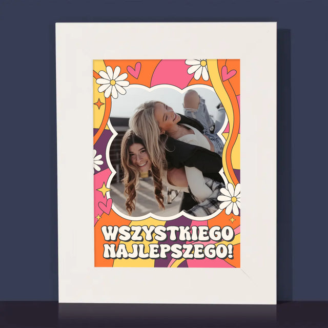 Zdjęcie i Podpis: Wszystkiego Najlepszego Groovy - Ramka Na Zdjęcie