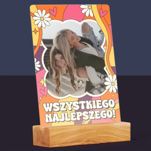 Zdjęcie i Podpis: Wszystkiego Najlepszego Groovy - Wydruk Na Szkle Akrylowym