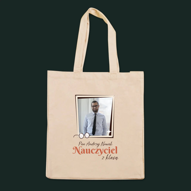 Zdjęcie i Podpis: Nauczyciel z Klasą - Torba Płócienna z Nadrukiem