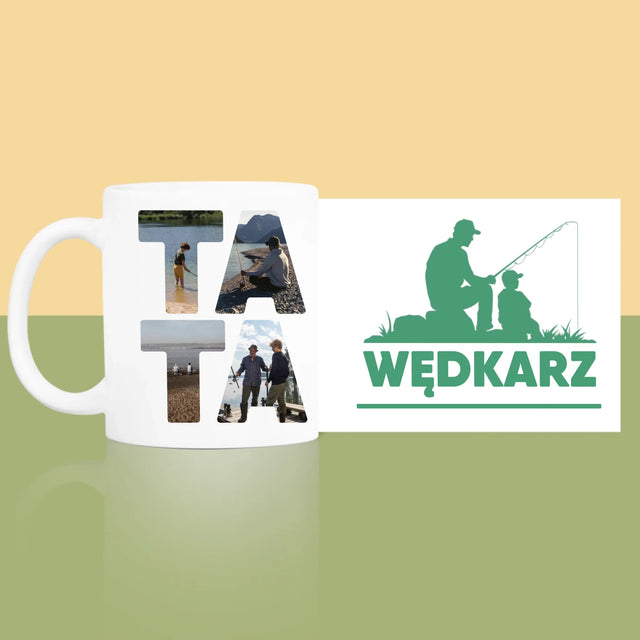 Słowo Ze Zdjęć: Tata Wędkarz - Kubek z Nadrukiem