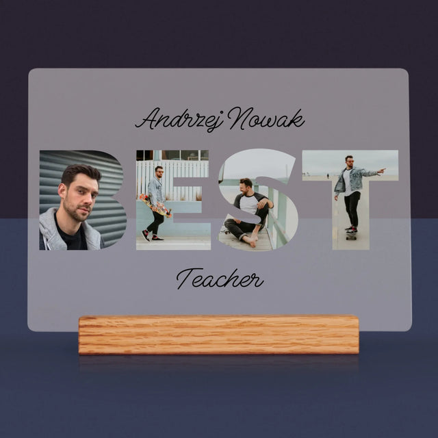 Słowo Ze Zdjęć: Best Teacher - Wydruk Na Szkle Akrylowym