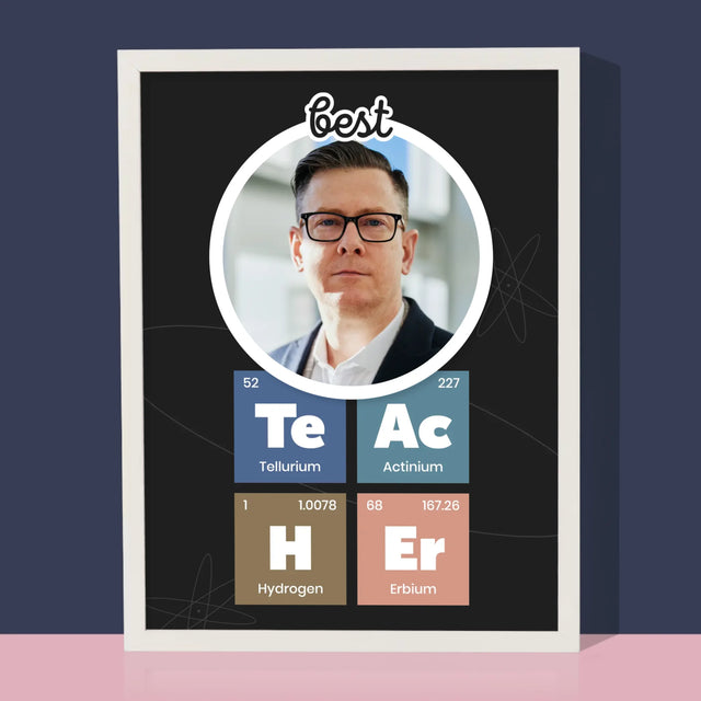 Zdjęcie i Podpis: Teacher Pierwiastki - Wydruk Obramowany