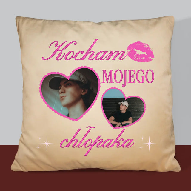 Fotokolaż: Kocham Mojego Chłopaka - Poduszka z Nadrukiem