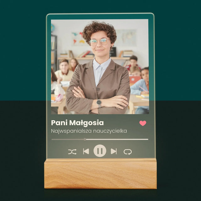 Zdjęcie I Podpis: Spotify Dla Nauczyciela - Wydruk Na Szkle Akrylowym