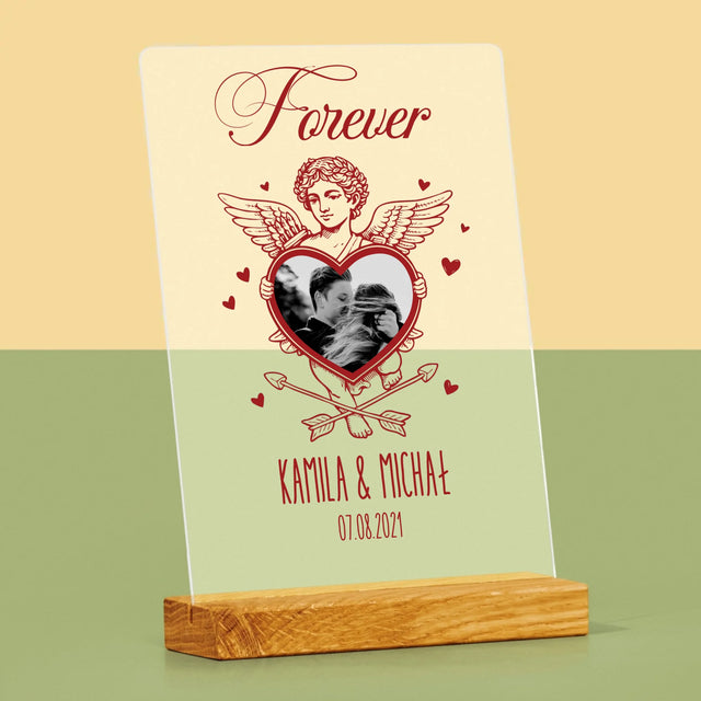 Zdjęcie i Podpis: Forever Kupidyn - Wydruk Na Szkle Akrylowym