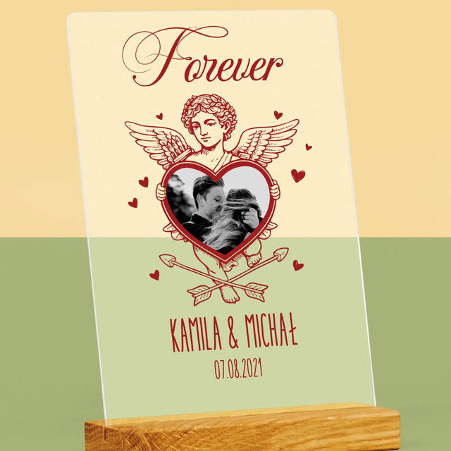 Zdjęcie i Podpis: Forever Kupidyn - Wydruk Na Szkle Akrylowym