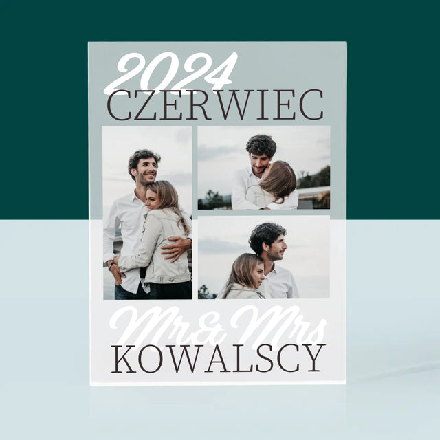 Fotokolaż: Mr&Mrs Data - Blok Akrylowy z Nadrukiem
